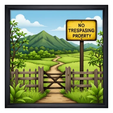 property land with the sign of no trespassing sticker