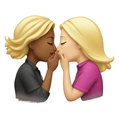 lesbians kissing. One is older and blond sticker