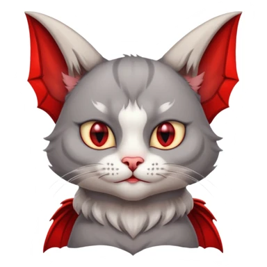 cat with horns and red bat wings sticker