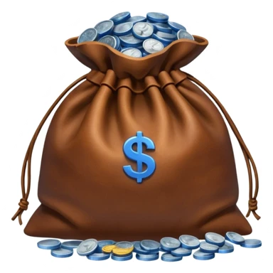 brown money bag of blue coins sticker