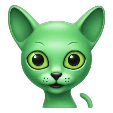 green alien cat black eyes antenna sticker