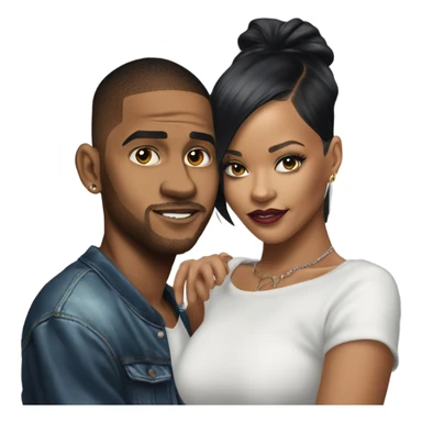 Hyper Realistic C Breezy and Rhianna romantic photo  sticker