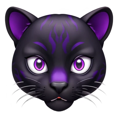 sleek black panther with bright purple eyes, surprised face sticker