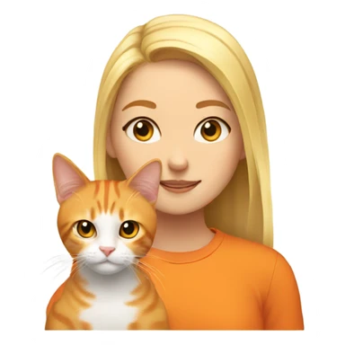 orange cat with a blonde girl sticker