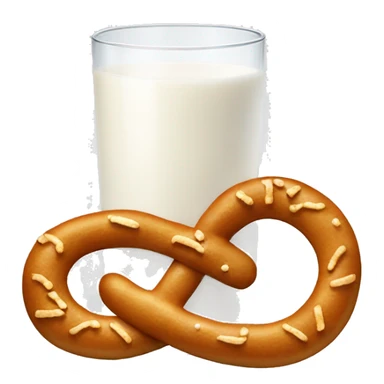 A glass of milk with a pretzel sticker