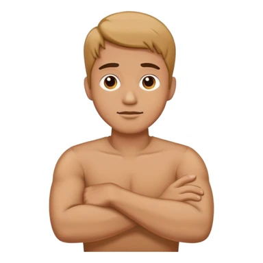 Man crossing his arms holding his neck sticker