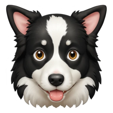 A black and white border collie has the hoof of a cow in her mouth. sticker