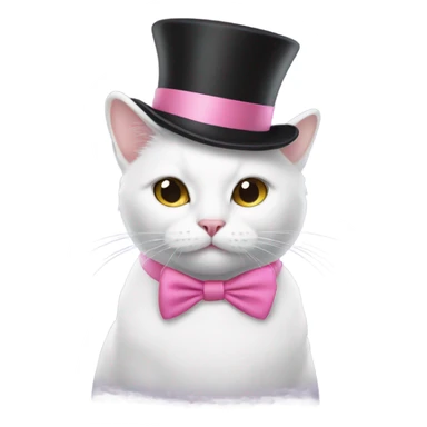 White cat wearing pink top hat sticker
