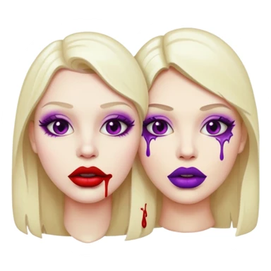 pair of bloody lips with purple lipstick on sticker