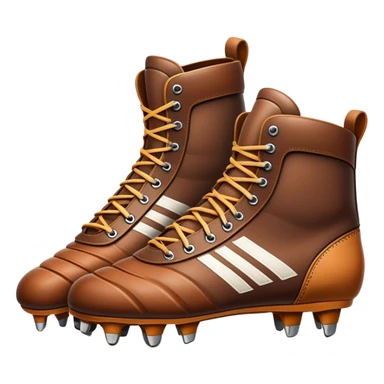 Cinematic Realistic image of a pair of rugby boots, showcasing sturdy leather construction, detailed cleat patterns and textured surfaces, illuminated by vibrant outdoor lighting that captures their athletic purpose sticker