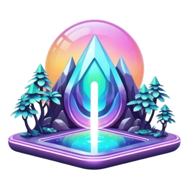 Futuristic complex iridescent aesthetic-scenery-Fakémon-creature sticker