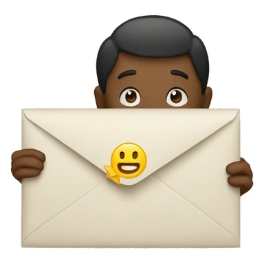 person holding stamped envelope sticker