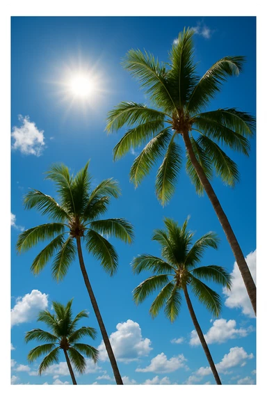 sunny sky photo with palm trees sticker