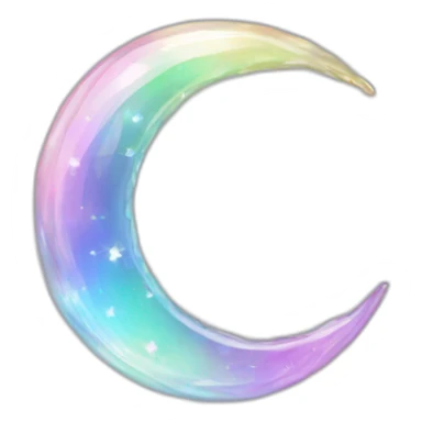 Pastel iridescent rainbow crystal crescent circle sticker