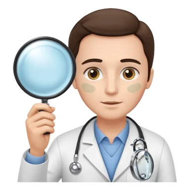 medico olhando a pele de um paciente com uma lupa sticker