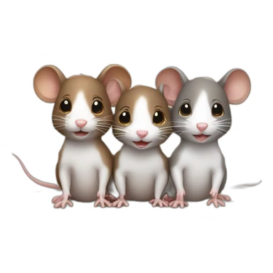 Three cute rats, one white, the other two brown sticker