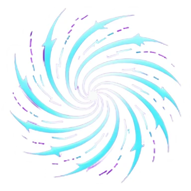 futuristic minimalistic logo icon, abstract glowing storm swirl made of neon purple (#8B5CF6) and cyan (#00E0FF) lines, representing Storm team energy and speed, digital lightning core, dark background, no face, tech-style emblem, 1:1 aspect ratio sticker