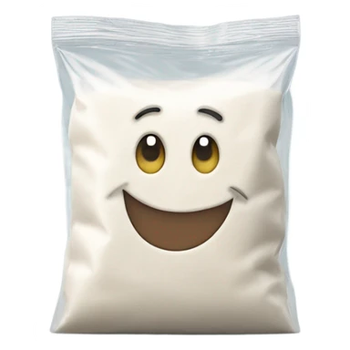 happy small bag of white flour in a clear bag sticker