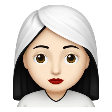 vull un perosnatge estil bimoji que sigui com una nimfa bella i fantasmal amb túniques blanques. Té la pell literalments blanca com el guix, cabell platejat, un nas llarg, ulls negres grans i llavis carmesí. sticker