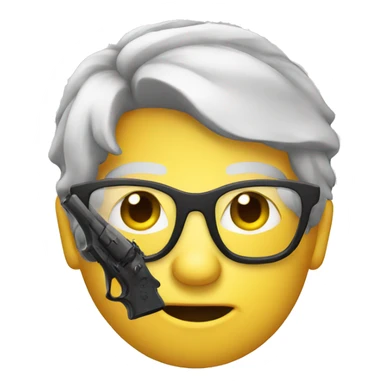 An emoji with glasses and a gun  sticker