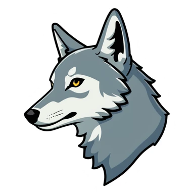 gray wolf profile, side view of head sticker