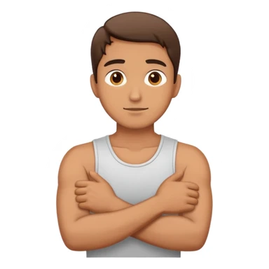 Man crossing his arms around his neck  sticker