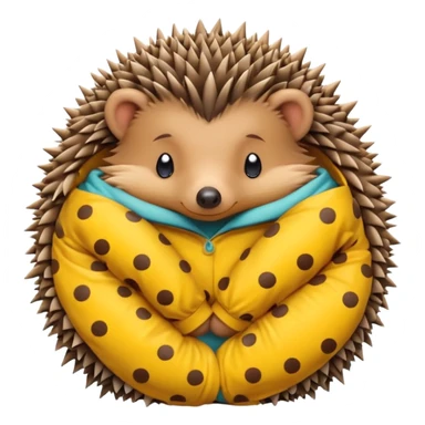 hedgehog in yellow pajama curled up sticker
