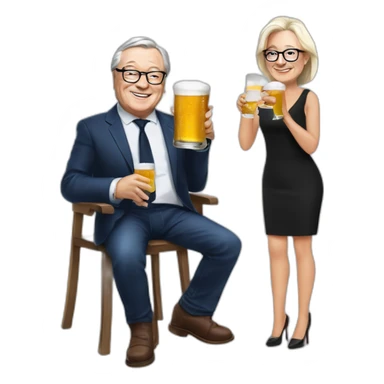 Jean Marie Lepen drink beer with blac pepole sticker