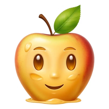 small glossy swirl or spoonful of golden fruit purée with smooth thick texture, slightly translucent surface, subtle ripple suggesting softness and freshness, color ranges from light yellow to soft peach, no bowl or garnish, apple emoji style, soft lighting, subtle shadows, emoji scale sticker