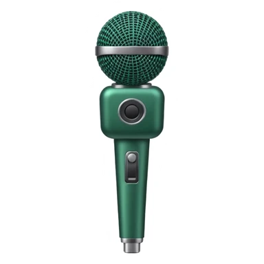 dark green microphone on stand, rounded shape, minimalist, no emojis or faces sticker