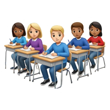 students sitting at desks in a classroom sticker