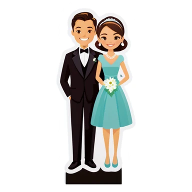 smiling couple in formal attire sticker
