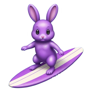 glitter purple cian bunny surf sticker
