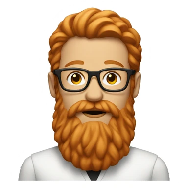 A man with long ginger hair, a big ginger beard and glasses sticker