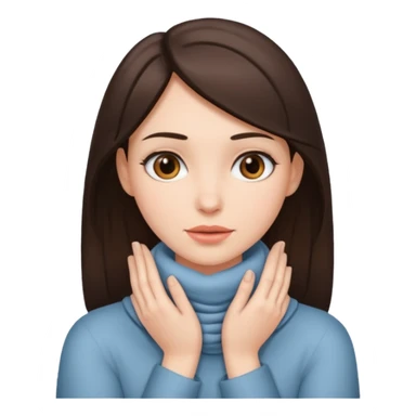 a brunette woman with two hands wrapped around her neck sticker