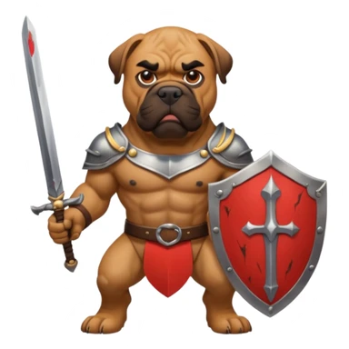 A bullmastiff as a legend with sword and shield sticker