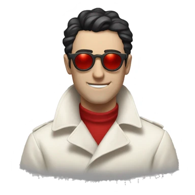 <excerpt>
A white man with real short Black hair, short mutton shops donning small red tinted sun glasses in a dirty white trench coat, is an alchemist.
</excerpt> sticker