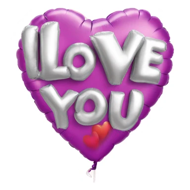 A foil balloon in the shape of letters saying I love you sticker