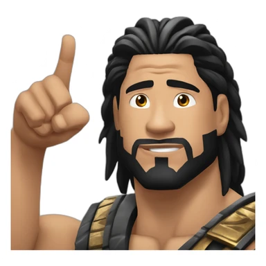 Roman reigns acknowledging himself as the tribal chief with his index finger pointing to the sky and has a stern stoic look on his face sticker