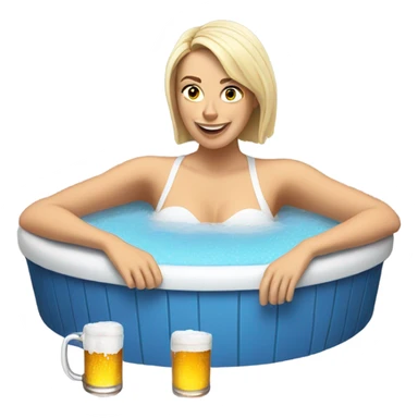 White Woman in hot tub with beer sticker
