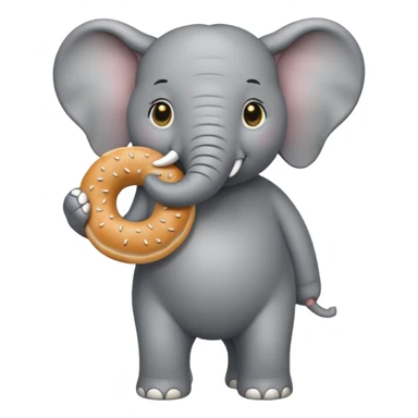 elephant holding bagel sticker