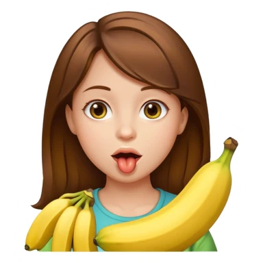Brown hair Girl with banana in her mouth sticker