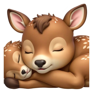 Meme-Worthy Cute Sleeping Deer Portrait Emoji, Head resting peacefully with a contented smile, showcasing a delicate, slender build and a luxuriously soft Fur, eyes shut in a serene, restful nap, Simplified yet hilariously adorable features, highly detailed, glowing with a soft, drowsy light, high shine, relaxed and utterly lovable, stylized with an air of playful laziness, bright and heartwarming, soft glowing outline, capturing the essence of a comically sleepy deer, so meme-worthy it feels like it could instantly become the next viral sensation of adorable woodland slumber! sticker