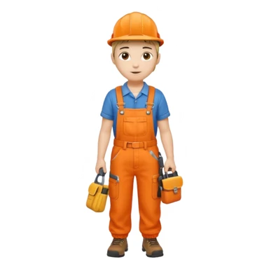 Repairs and Maintenance, Young, tools belt, wearing orange overalls, a cap and having tool belt, full body sticker