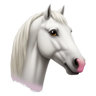 white horse with pink nose sticker