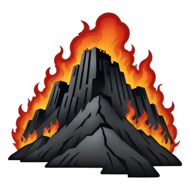 Minimalist emoji-style sticker of a silhouette of the Hollywood hill with ruined “HELLWOOD” sign, smoke and flickering flames in desaturated red

 sticker