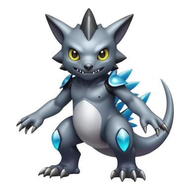 white blacks edgy colorful gradient shiny glossy Fakémon-Digimon-creature-hybrid (full body) sticker