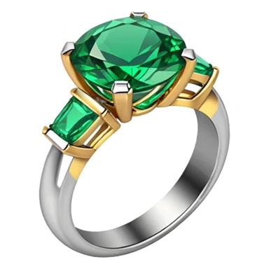 wedding ring with a emerald green stone sticker