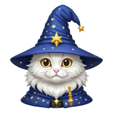 black wizard cat with a pointy starry wizard hat sticker