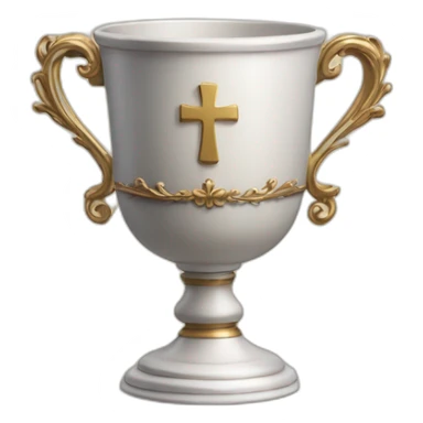 royal empty Christian cup for the winner with a cross on royal background sticker